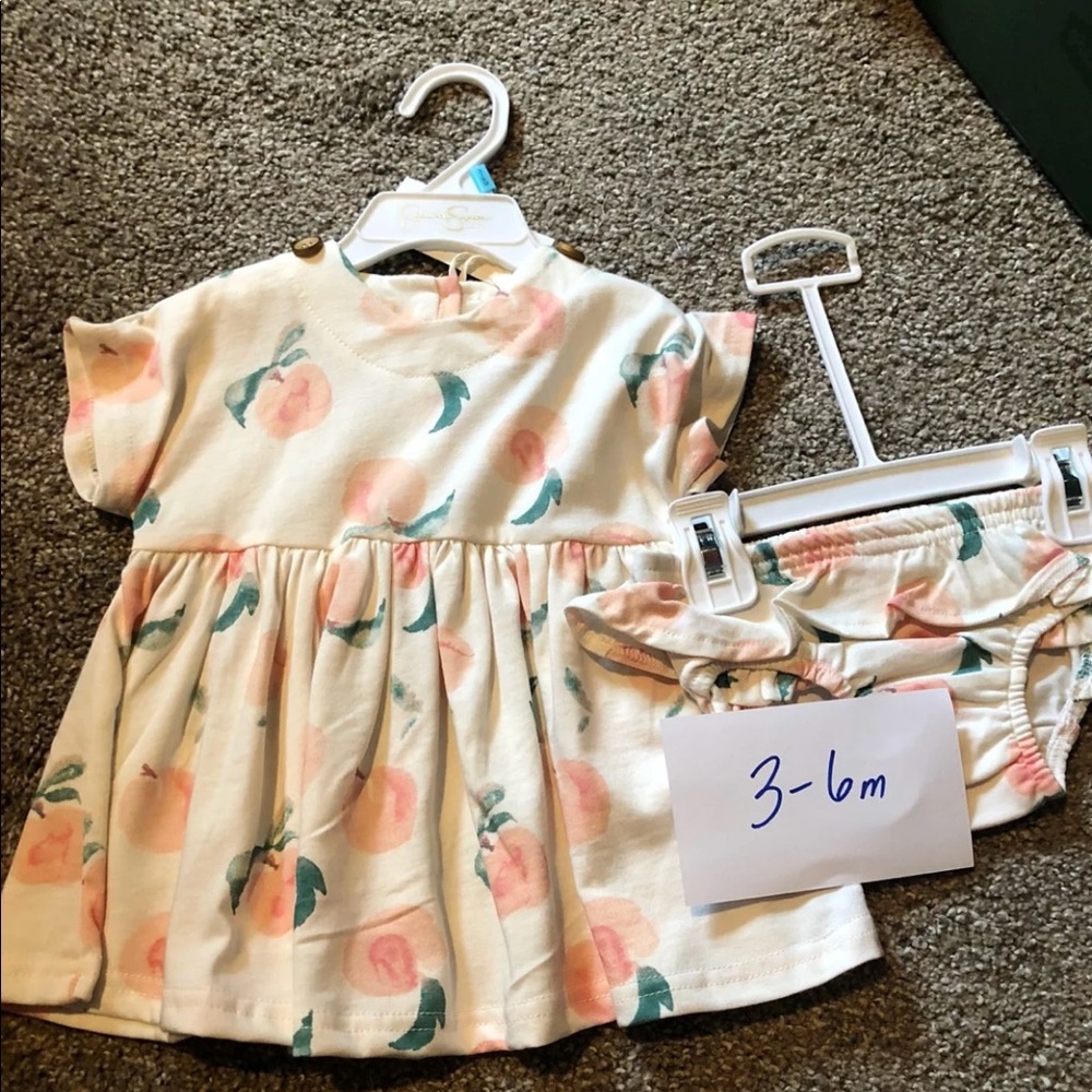 Jessica Simpson baby 3-6m peach dress with bloomer